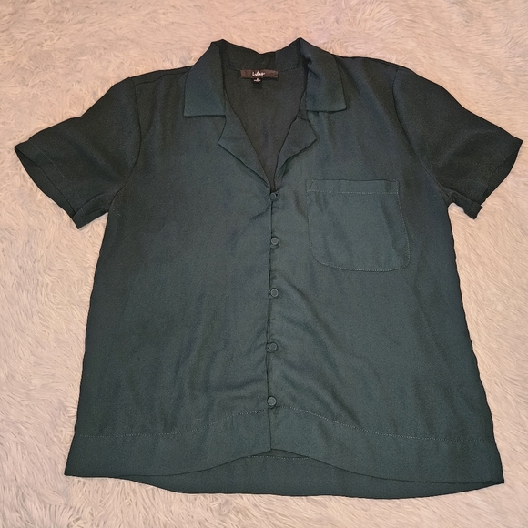 Lulus Tops - Lulu's Hunter Green Button-down Short-Sleeved Waist-Length Blouse Size Small